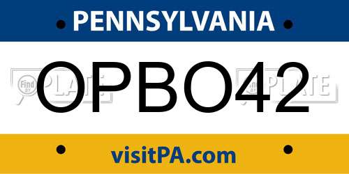 OPBO42 Pennsylvania License Plate