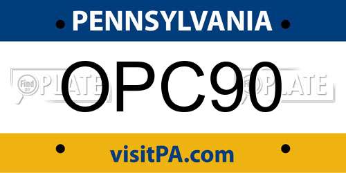 OPC90 Pennsylvania License Plate