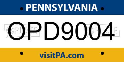 OPD9004 Pennsylvania License Plate