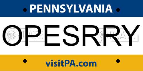 OPESRRY Pennsylvania License Plate