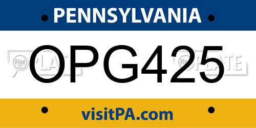 OPG425 Pennsylvania License Plate