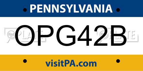OPG42B Pennsylvania License Plate