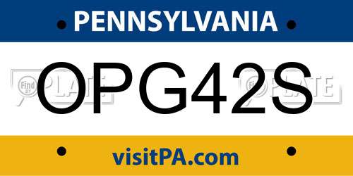 OPG42S Pennsylvania License Plate