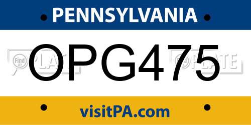OPG475 Pennsylvania License Plate