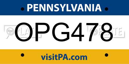 OPG478 Pennsylvania License Plate