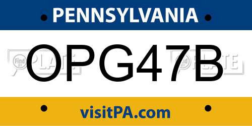 OPG47B Pennsylvania License Plate