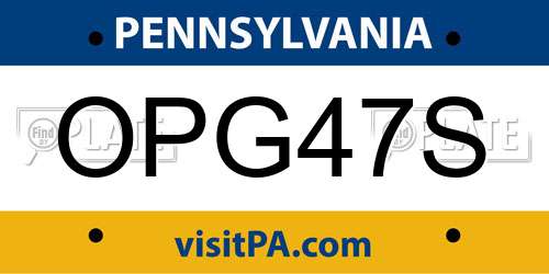 OPG47S Pennsylvania License Plate