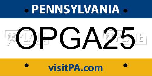 OPGA25 Pennsylvania License Plate