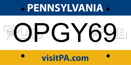 OPGY69 Pennsylvania License Plate