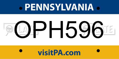 OPH596 Pennsylvania License Plate