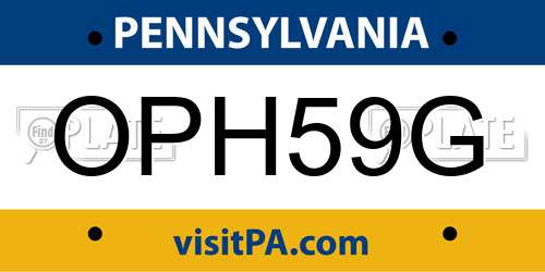 OPH59G Pennsylvania License Plate