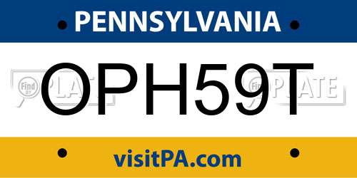 OPH59T Pennsylvania License Plate