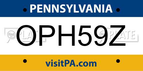 OPH59Z Pennsylvania License Plate