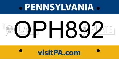 OPH892 Pennsylvania License Plate