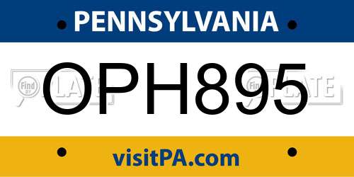 OPH895 Pennsylvania License Plate