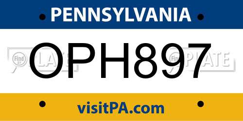 OPH897 Pennsylvania License Plate
