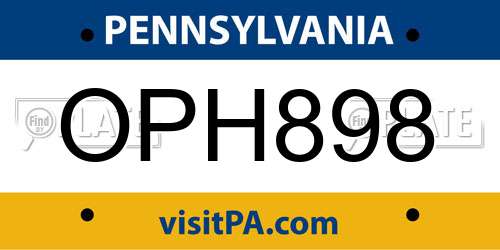 OPH898 Pennsylvania License Plate