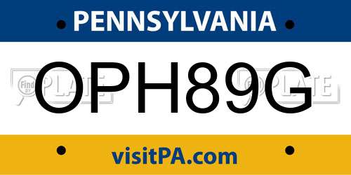OPH89G Pennsylvania License Plate