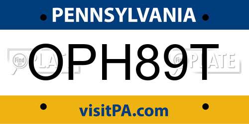 OPH89T Pennsylvania License Plate