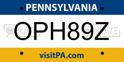 OPH89Z Pennsylvania License Plate