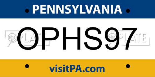 OPHS97 Pennsylvania License Plate