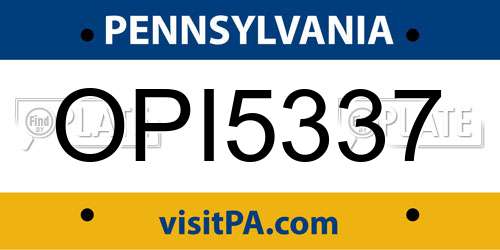 OPI5337 Pennsylvania License Plate