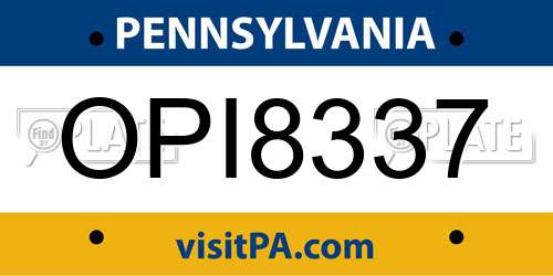 OPI8337 Pennsylvania License Plate