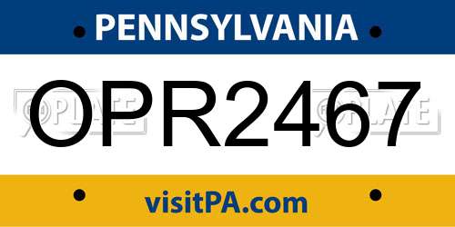 OPR2467 Pennsylvania License Plate