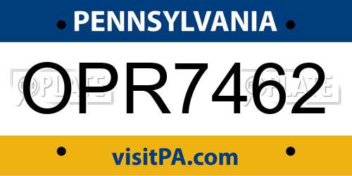 OPR7462 Pennsylvania License Plate
