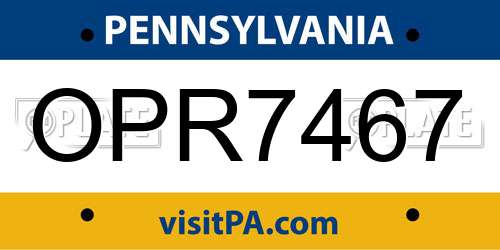 OPR7467 Pennsylvania License Plate