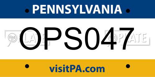OPS047 Pennsylvania License Plate