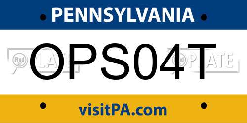OPS04T Pennsylvania License Plate