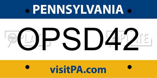 OPSD42 Pennsylvania License Plate