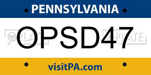 OPSD47 Pennsylvania License Plate