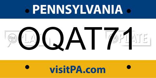 OQAT71 Pennsylvania License Plate