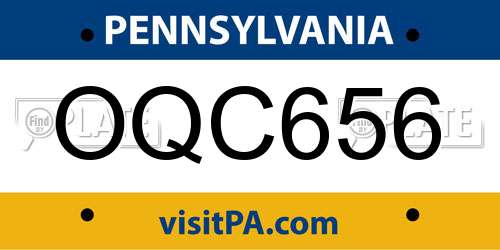 OQC656 Pennsylvania License Plate