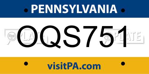 OQS751 Pennsylvania License Plate
