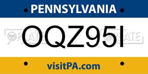 OQZ95I Pennsylvania License Plate