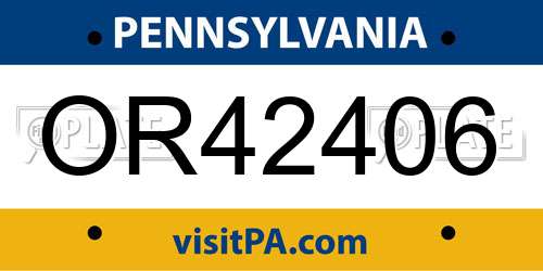 OR42406 Pennsylvania License Plate