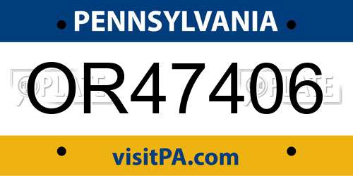 OR47406 Pennsylvania License Plate