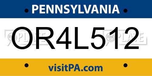 OR4L512 Pennsylvania License Plate