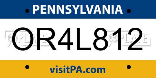 OR4L812 Pennsylvania License Plate