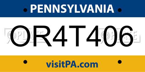 OR4T406 Pennsylvania License Plate