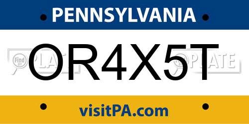 OR4X5T Pennsylvania License Plate