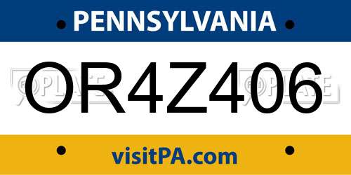 OR4Z406 Pennsylvania License Plate