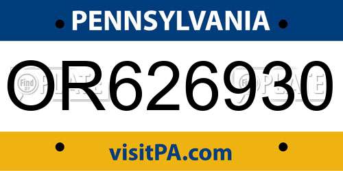 OR626930 Pennsylvania License Plate