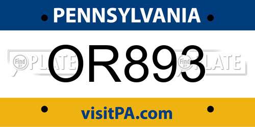 OR893 Pennsylvania License Plate
