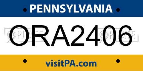 ORA2406 Pennsylvania License Plate