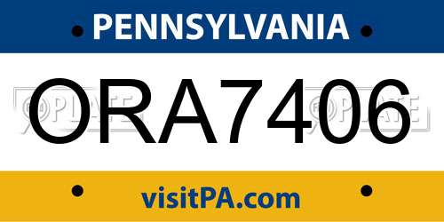 ORA7406 Pennsylvania License Plate