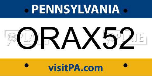 ORAX52 Pennsylvania License Plate
